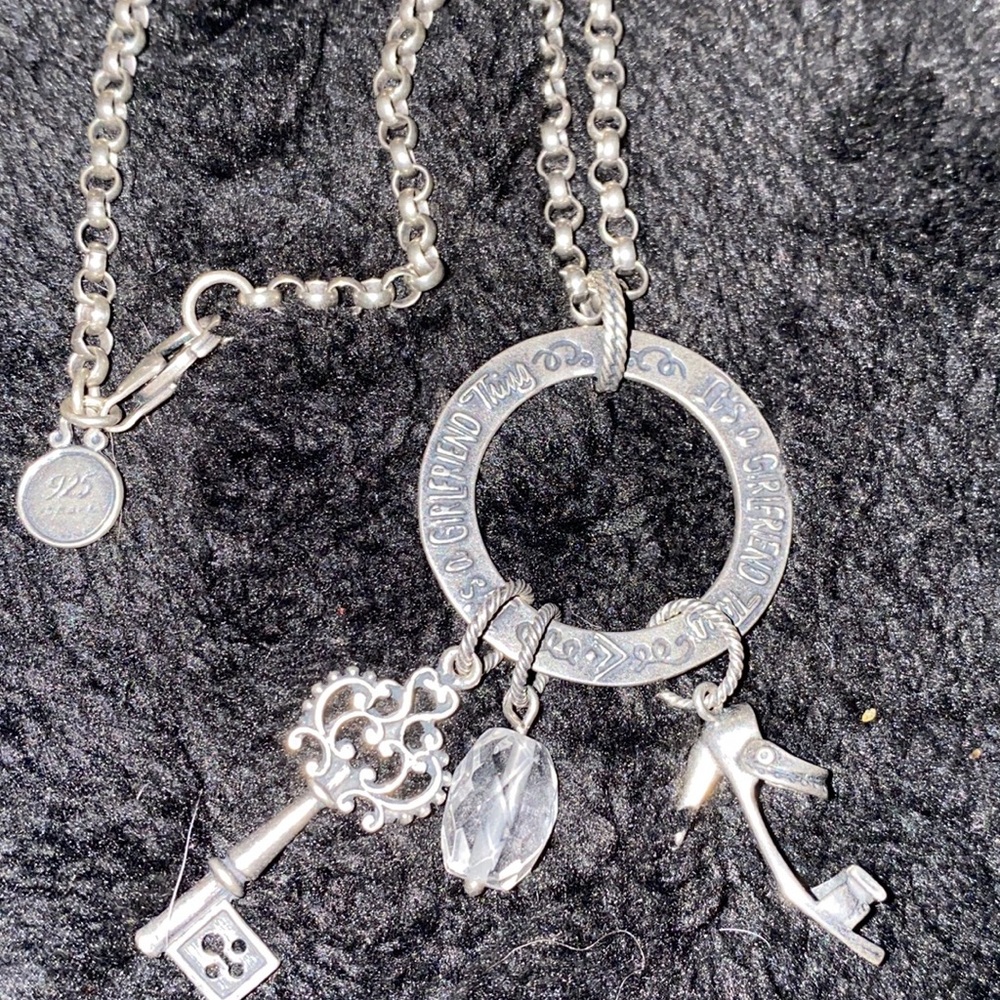 RARE SILPADA. Sterling Silver necklace Key, Crystal & shoe Pendant.